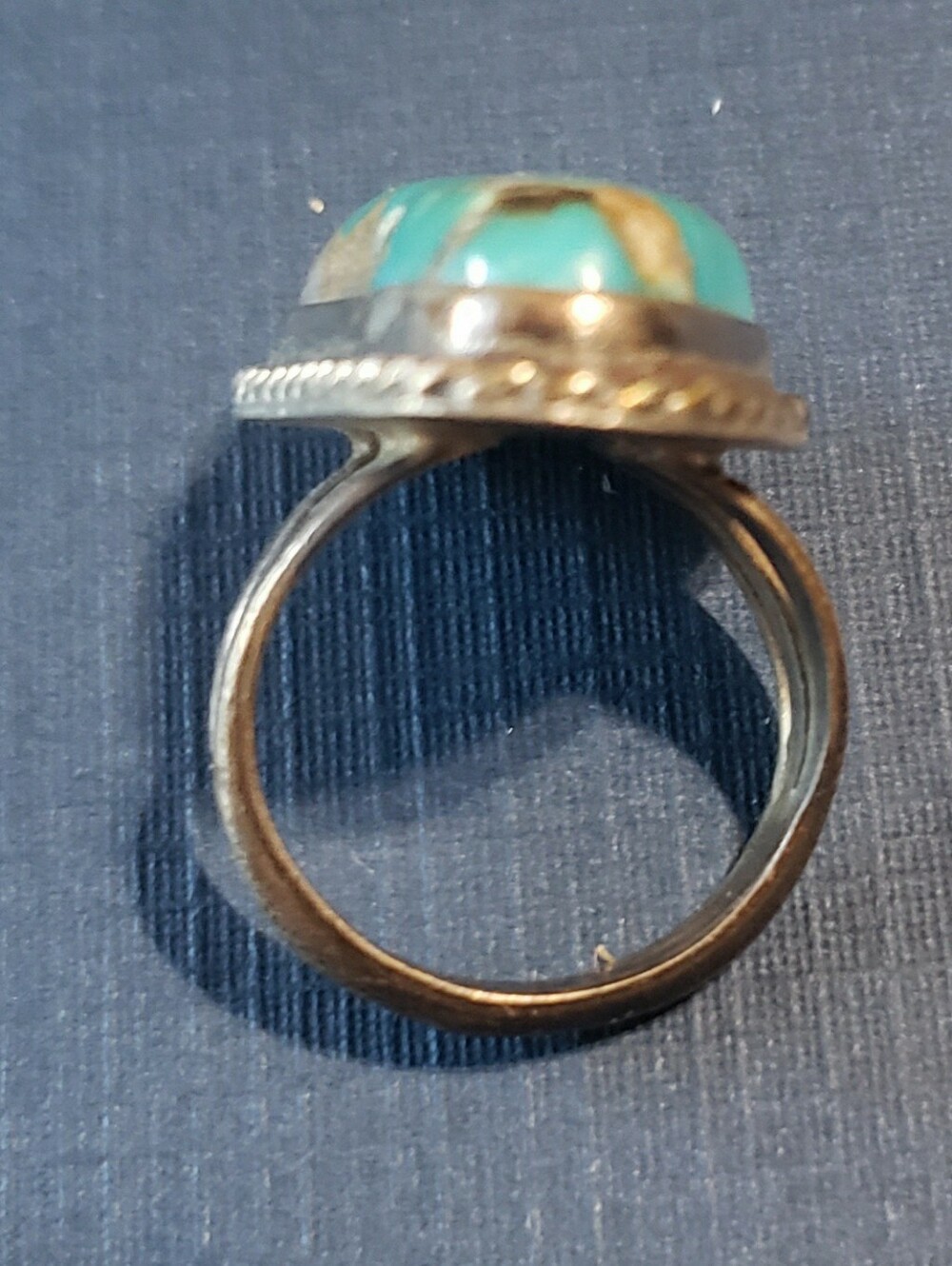 Turquoise Teardrop Sterling-Style Ring - Blue Green Stone - Picture 3 of 7